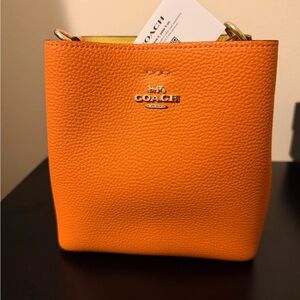 Coach Vibrant Orange Leather Shoulder Bag
